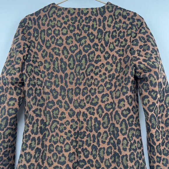 Dolce Cabo Leopard Print Long Coat – Brown/Gold – Size S - Picture 7 of 14